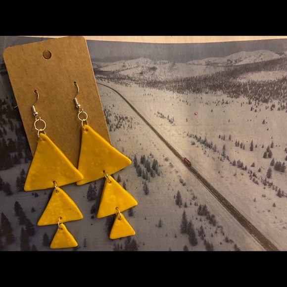 Handmade Reverse Pine Series 1, Clay Earrings - Picture 3 of 7